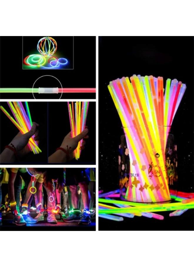 Party Propz Glow Sticks Band Bracelets 100Pcs Pack Bulk Glowing Stiks Bands Radium Tubes Make Necklace Bracelet Lumination Accessories, florocent Led Stik, Dark Supplies Decorations Props, LED01