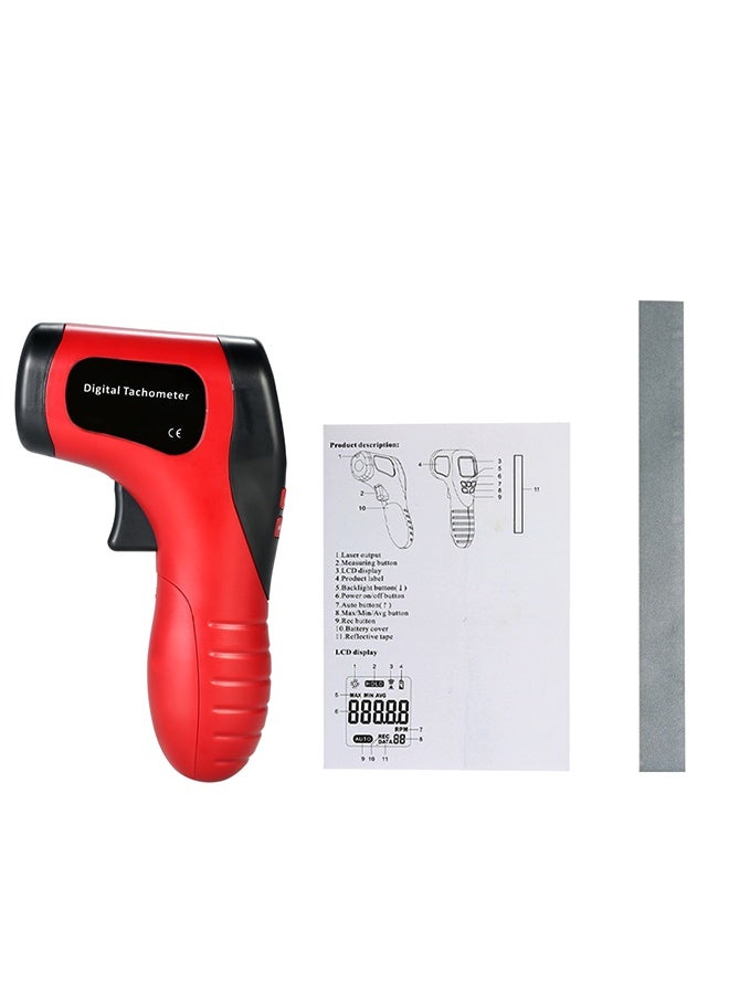 LCD Laser Photo Digital Tachometer Digital Handheld Non-Contact Gun Range 2.5-99999 RPM Motor Speed Meter with 2pc Reflective Tape - Image 2