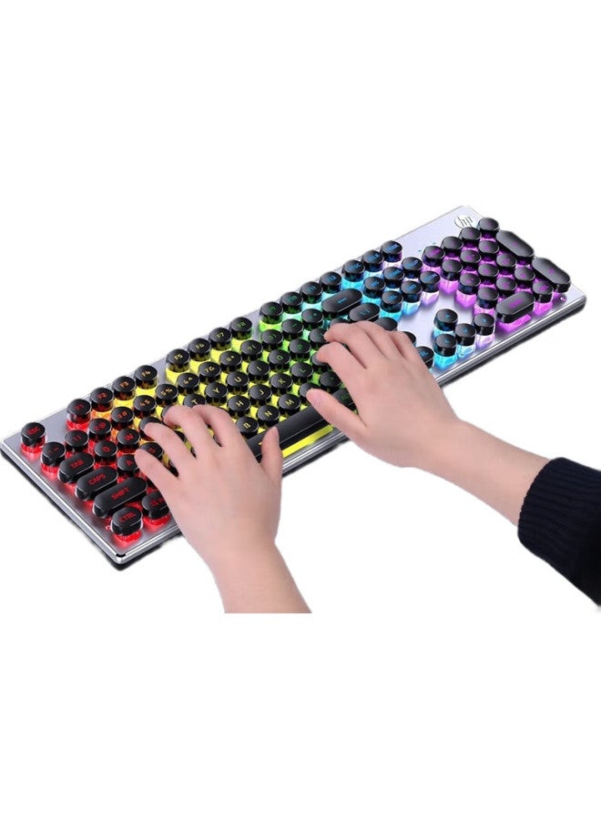 HP Hp K500Y Mechanical Keyboard, Punk Steam Retro Wired Gaming Keyboard, For Pubg, Laptop, E-Sports, Lol, Office Use, White With Rgb Backlit, Round Keycaps - Image 3
