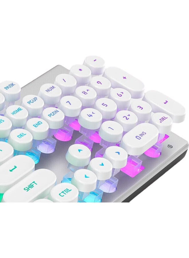 HP Hp K500Y Mechanical Keyboard, Punk Steam Retro Wired Gaming Keyboard, For Pubg, Laptop, E-Sports, Lol, Office Use, White With Rgb Backlit, Round Keycaps - Image 1