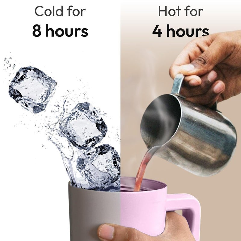 Limpus 1200ML Insulated Tumbler with Lid and StrawSteel Tumbler with Lid Leak Proof HotCold Drink Sipper Mug Cupholder for OfficeGymTravel BPAFree DoubleWall Insulated Mug Pink - Image 4