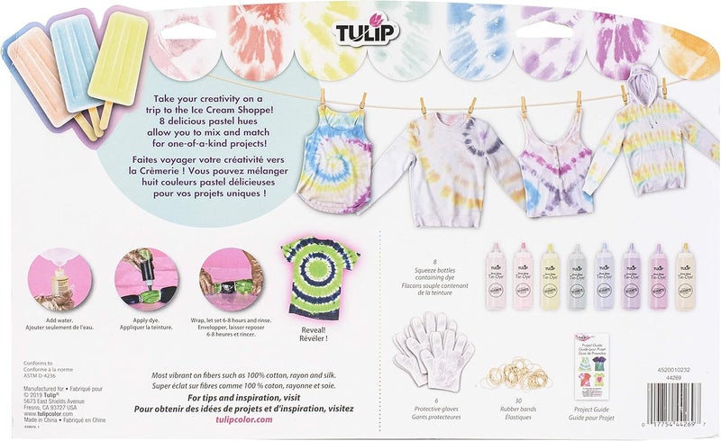 Tulip One-Step Tie-Dye Kit Ice Cream Shoppe Set, Easy for Beginner Skill Levels, 8 Easy Squeeze, Pre-Filled Bottles, Sweet Pastel Colors - Image 3
