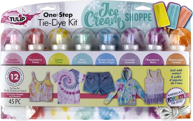 Tulip One-Step Tie-Dye Kit Ice Cream Shoppe Set, Easy for Beginner Skill Levels, 8 Easy Squeeze, Pre-Filled Bottles, Sweet Pastel Colors - Image 1