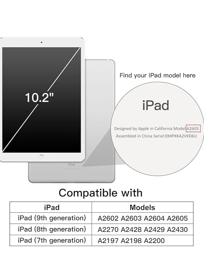 Rotating Case for iPad 9/8/7 (10.2-Inch, 2021/2020/2019 Model, 9th/8th/7th Generation) with Pencil Holder, 360 Degree Rotation Protective Stand Cover Clear Back, Auto Wake/Sleep - Image 2