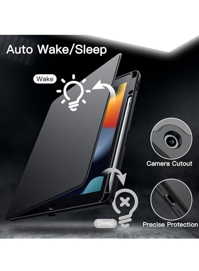 Rotating Case for iPad 9/8/7 (10.2-Inch, 2021/2020/2019 Model, 9th/8th/7th Generation) with Pencil Holder, 360 Degree Rotation Protective Stand Cover Clear Back, Auto Wake/Sleep - Image 3