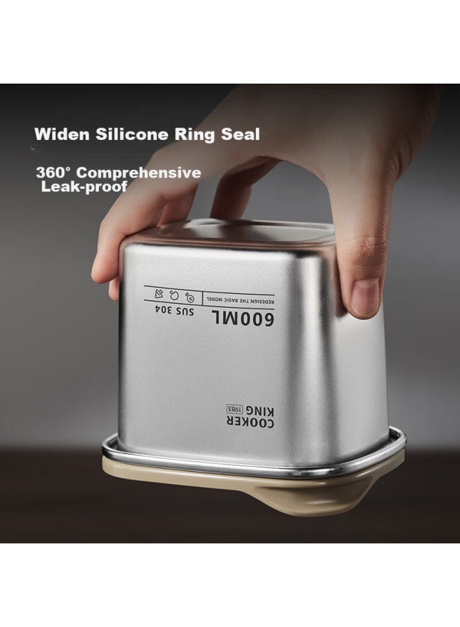 COOKER KING Chuidahuang 304 Stainless Steel Food Storage Containers, Vacuum-sealed Fresh-keeping Airtight Storage Boxes, Lunch Box Set, Large Size, 4-piece Set - Image 4