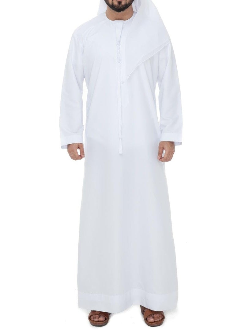 كيلا احرام للرجال ثوب رجالي إماراتي ثوب كندورة دشداشة تقليدية قماش فاخر مخيط يدويًا - Image 5
