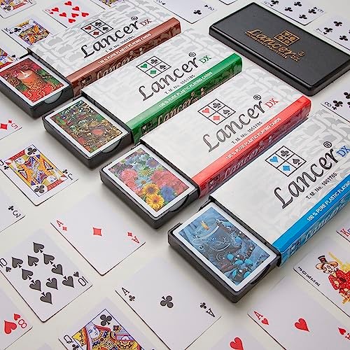 LANCER DX Plastic Playing Cards (Set of 12), Bridge Size, Multicolor Cards Packed in Three Piece PVC Containers, Cards for All Ages Used for Card Games, Poker and Rummy - Image 2