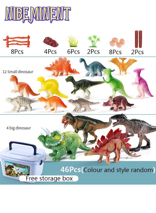 NIBEMINENT 46PCS Dinosaur Toys Figures with Storage Box, Jurassic Dinosaur Toys，Realistic Action Educational Dinosaur Figures for Kids Boys Girls - Image 1