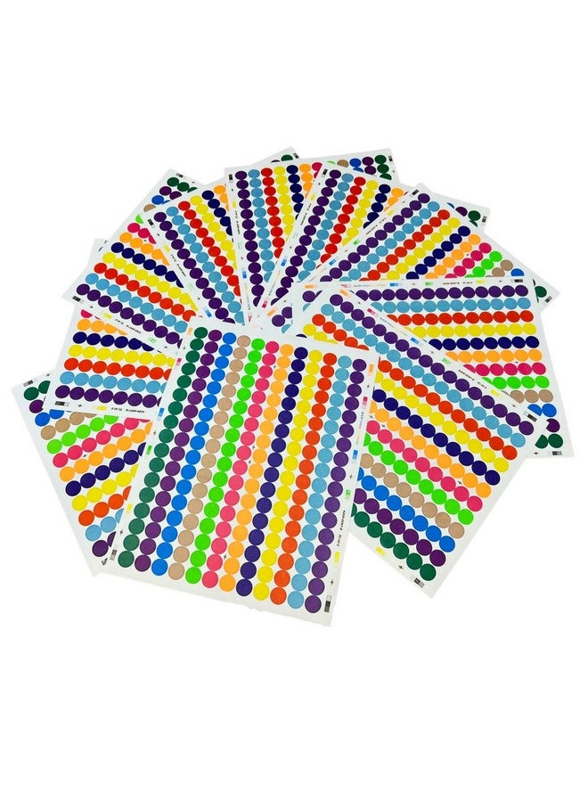 تاج-أه-روم 2040 ملصقات نقاط ملونة، ملصقات ترميز ملونة دائرية مقاس 1/2 بوصة، ملصقات نقاط دائرية للمكاتب والفصول الدراسية والورق وما إلى ذلك، 14 لونًا ساطعًا، 8 1/2 × 11 ورقة. - Image 1