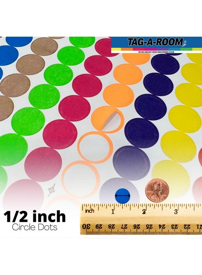 تاج-أه-روم 2040 ملصقات نقاط ملونة، ملصقات ترميز ملونة دائرية مقاس 1/2 بوصة، ملصقات نقاط دائرية للمكاتب والفصول الدراسية والورق وما إلى ذلك، 14 لونًا ساطعًا، 8 1/2 × 11 ورقة. - Image 3