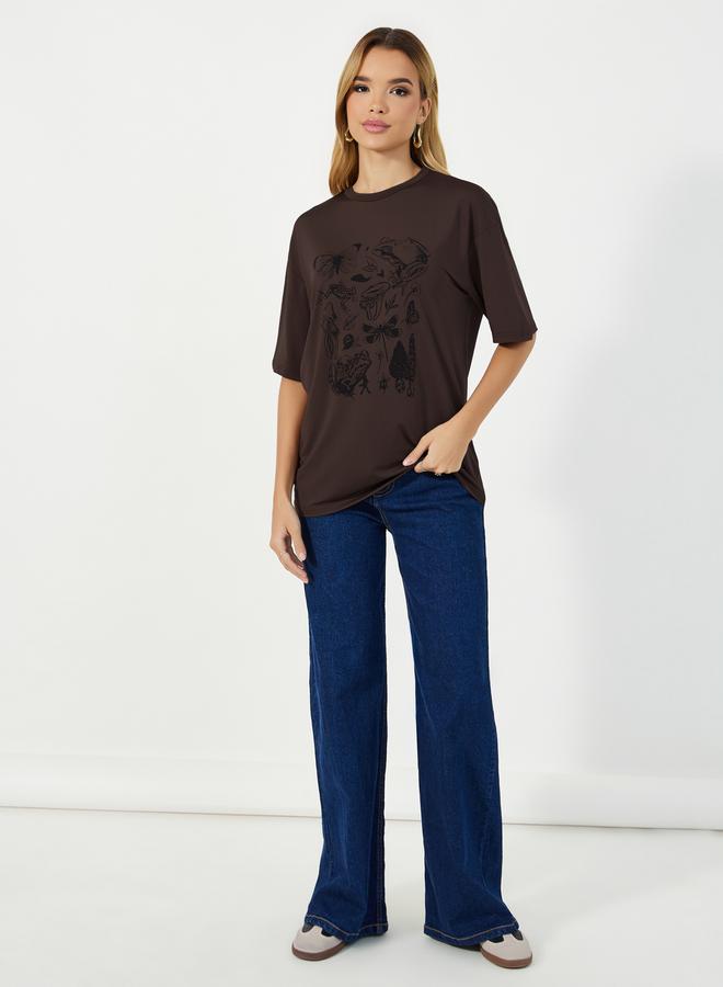 Styli Oversized Graphic Print Round Neck T-shirt - Image 2