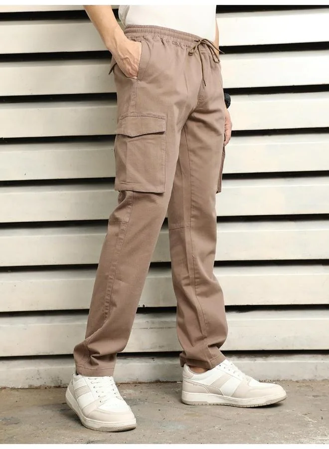 HIGH STAR High Rise Regular Fit Trousers with Cargo Pockets by Styli