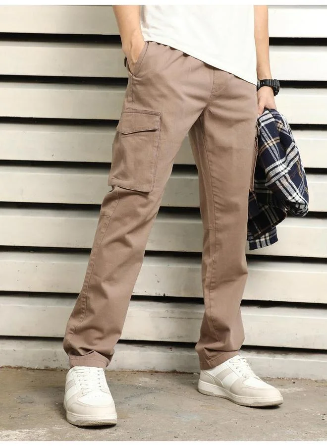 HIGH STAR High Rise Regular Fit Trousers with Cargo Pockets by Styli