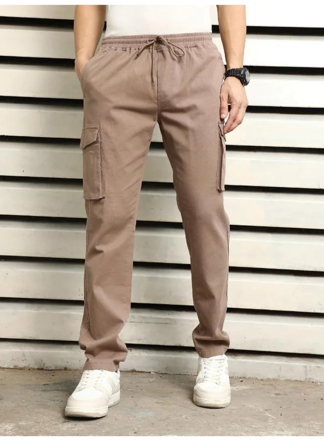 HIGH STAR High Rise Regular Fit Trousers with Cargo Pockets by Styli