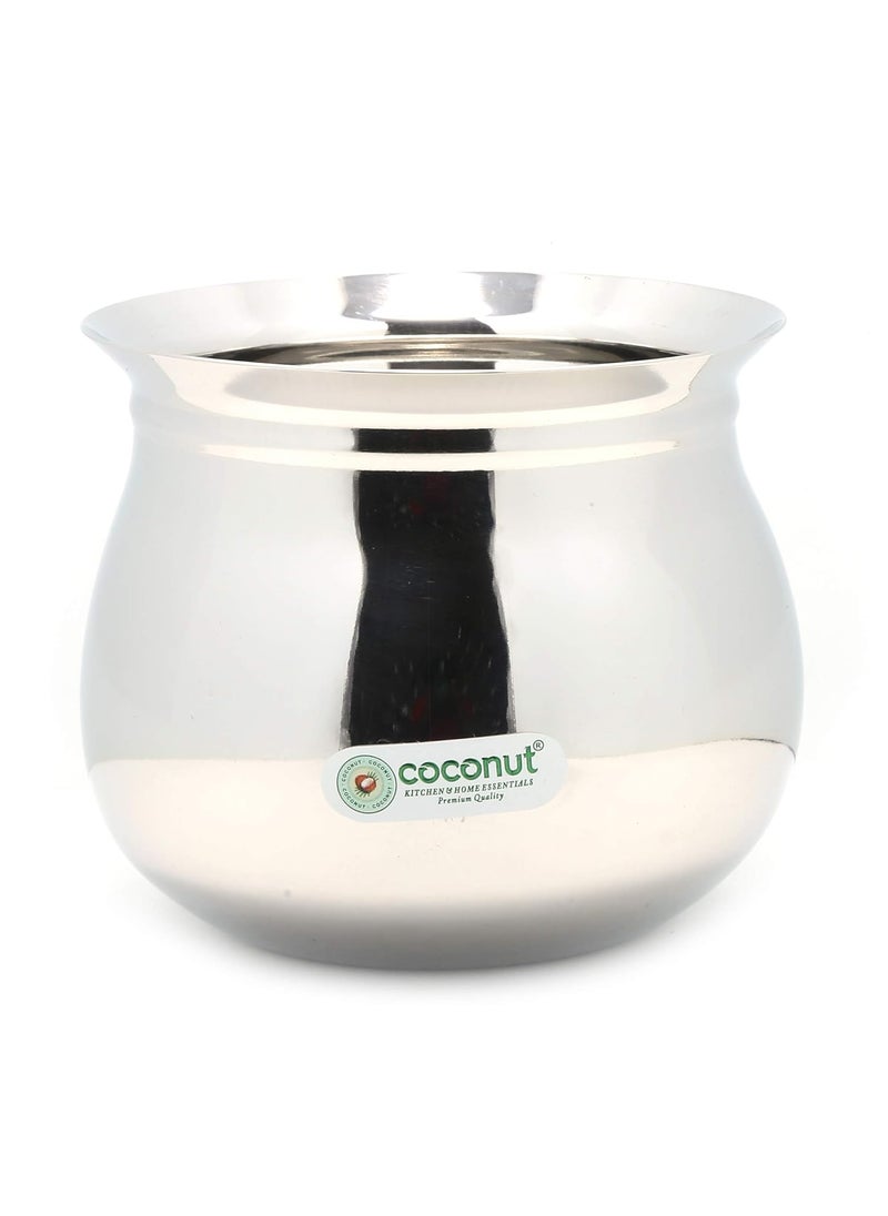 Coconut Coconut Stainless Steel Kanchi Handi/Cookware (Without Handle & Lid) - Set of 2 Unit - Capacity - 1000ML & 2000ml  - Image 3