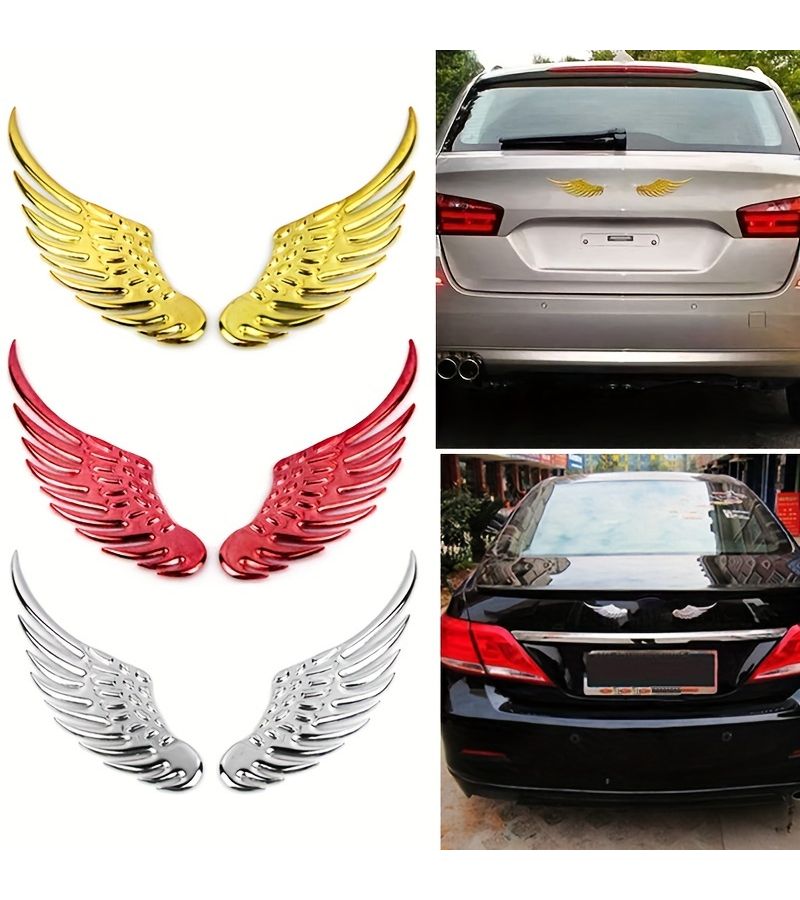 Pvc Red Big Wings 3d Stereo Car Stickers Soft Rubber Auto Accessories - Image 1