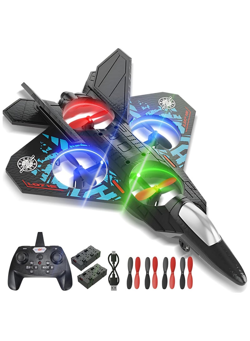 RC Aeroplane L0712 Quadcopter Fighter, 2.4GHz 6CH Remote Control Plane with 6-Axis Gyro, 3D Flip, Colored LED Lights, Stunt Roll & USB Charging, RTF Toy for Kids & Beginners - Image 1