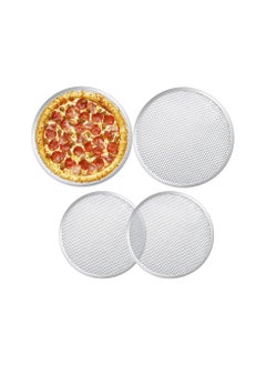 Generic 4 Pieces Seamless Round Pizza Screen, 2 12 inch Aluminum Mesh Screen and 10 Baking Tray for Home Kitchen Restaurant Supplies  - Image 1
