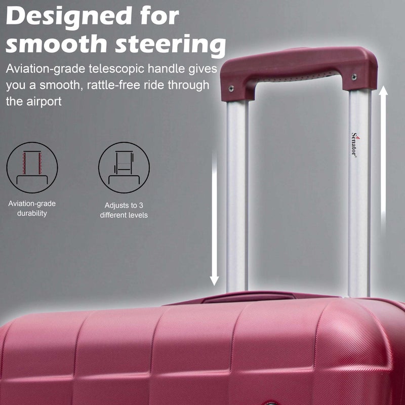 SENATOR Hard Case Travel Bag Trolley Luggage Set of 4 ABS Lightweight Suitcase with 4 Spinner Wheels,  A207, Burgundy - Image 4