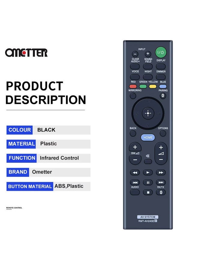 RMT-AH240E Remote Control Fit for Sony Soundbar SA-NT5 SA-WCT790 SA-CT790 HT-XT2 HT-CT790 HT-NT5 RMT AH240E RMTAH240E