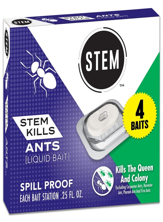 STEM Liquid Ant Baits, Kills The Queen and Colony, for Indoor Use, 4 Spill Proof Bait Stations - Image 1