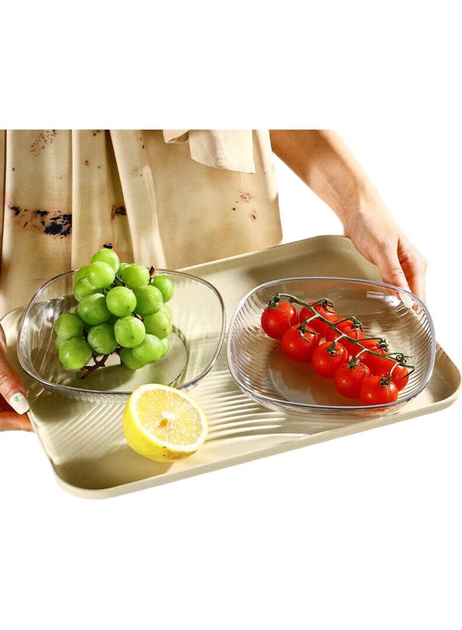 Caizhi Rectangular Tray Tea Tray Household Fruit Tray Breakfast Tray Storage Tray Living Room Snack Tray Large Size Beige Cz6754 - Image 1