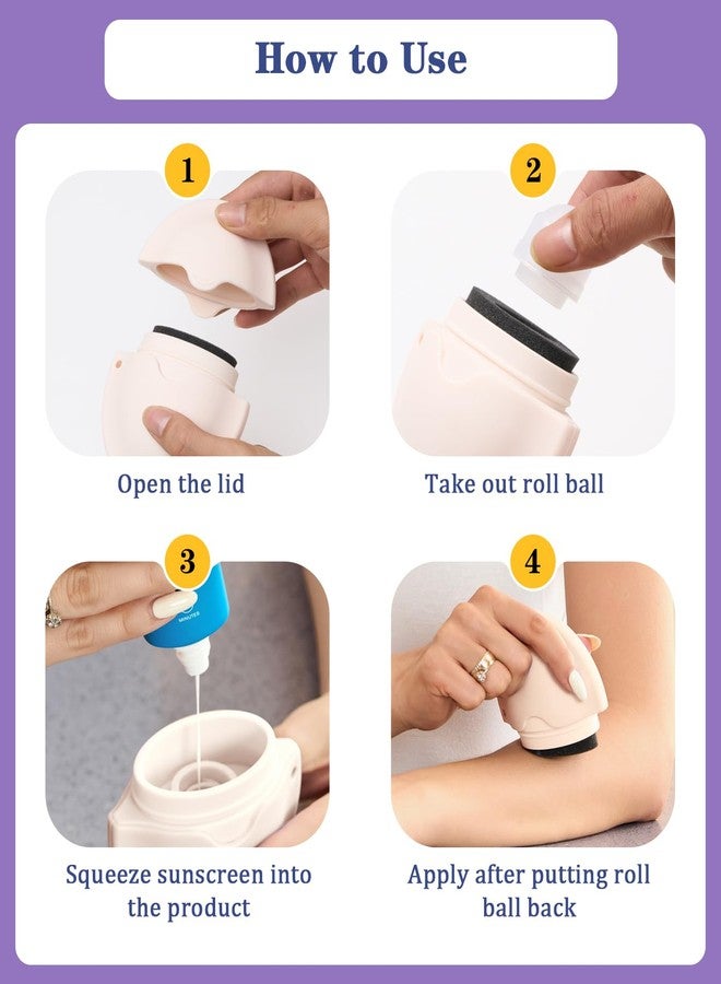 KYHDIYA Sunscreen Applicator, Refillable Roll On Sponge Sunscreen Applicator for Kids, BPA-Free Silicone Lotion Applicator for Body Lotion, Portable Sunblock Buddy Brush with Protective Caps for Travelers - Image 5