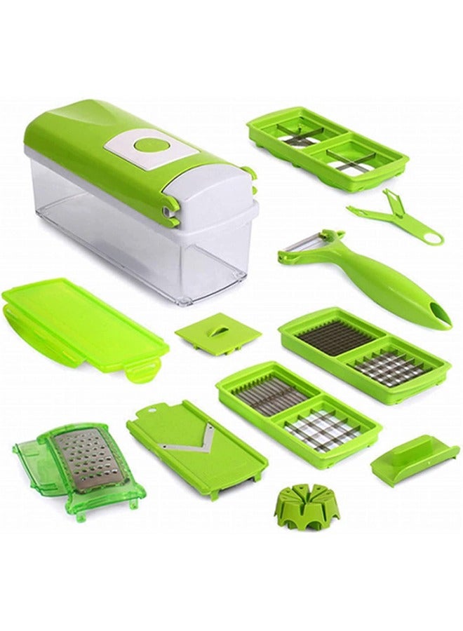 تقطيع الخضار مع 11 قطعة من الملحقات ، متعدد الوظائف آلة قطع الطعام ، قابل للتعديل تقطيع اللحم و تقطيع اللحم مع تخزين الحاويات ، قطع الفواكه والخضروات ( الأخضر ) - Image 1