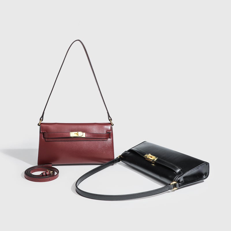 Niche Underarm Kelly Bag Genuine Leather Women'S Bag Fashion High-End Sense Shoulder Crossbody Baguette Bag - Image 4