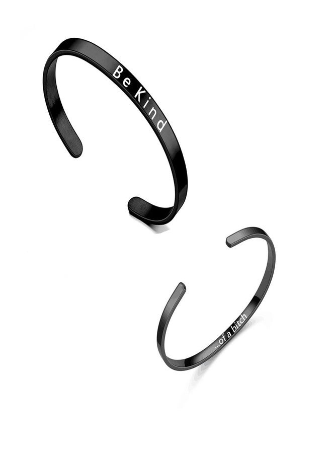 MIFYNN Be Kind of A Bitch Bracelet Stainless Steel Cuff Bracelet Inspirational Friendship Bracelet Be Kind... of A Bitch Bracelet for Women (black) - Image 4