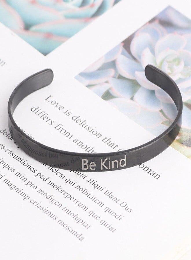 MIFYNN Be Kind of A Bitch Bracelet Stainless Steel Cuff Bracelet Inspirational Friendship Bracelet Be Kind... of A Bitch Bracelet for Women (black) - Image 2