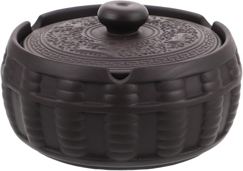 Ceramic Ashtray with Lid Windproof Porcelain Tobacco Holder Anti-skid Outdoor Patio Office Home Decor Vintage Style - Image 1