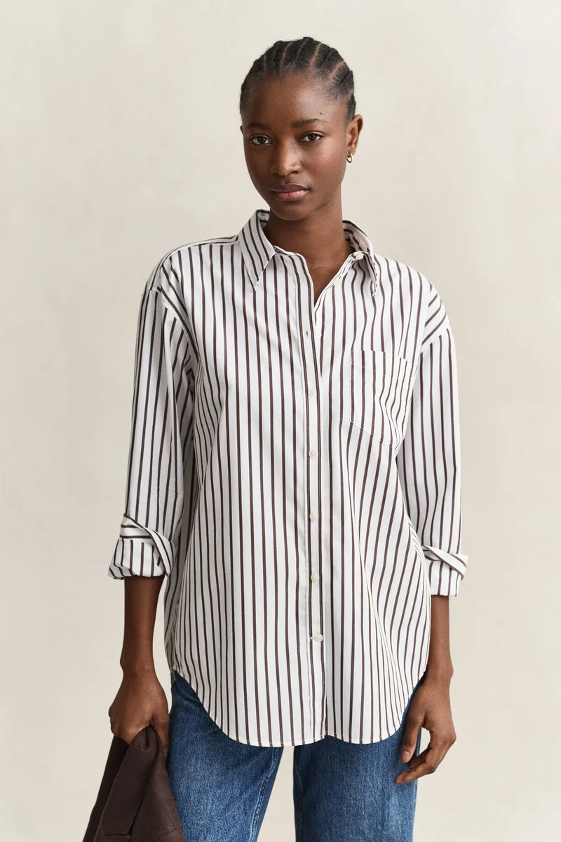 غانت Relaxed Classic Poplin Striped Shirt