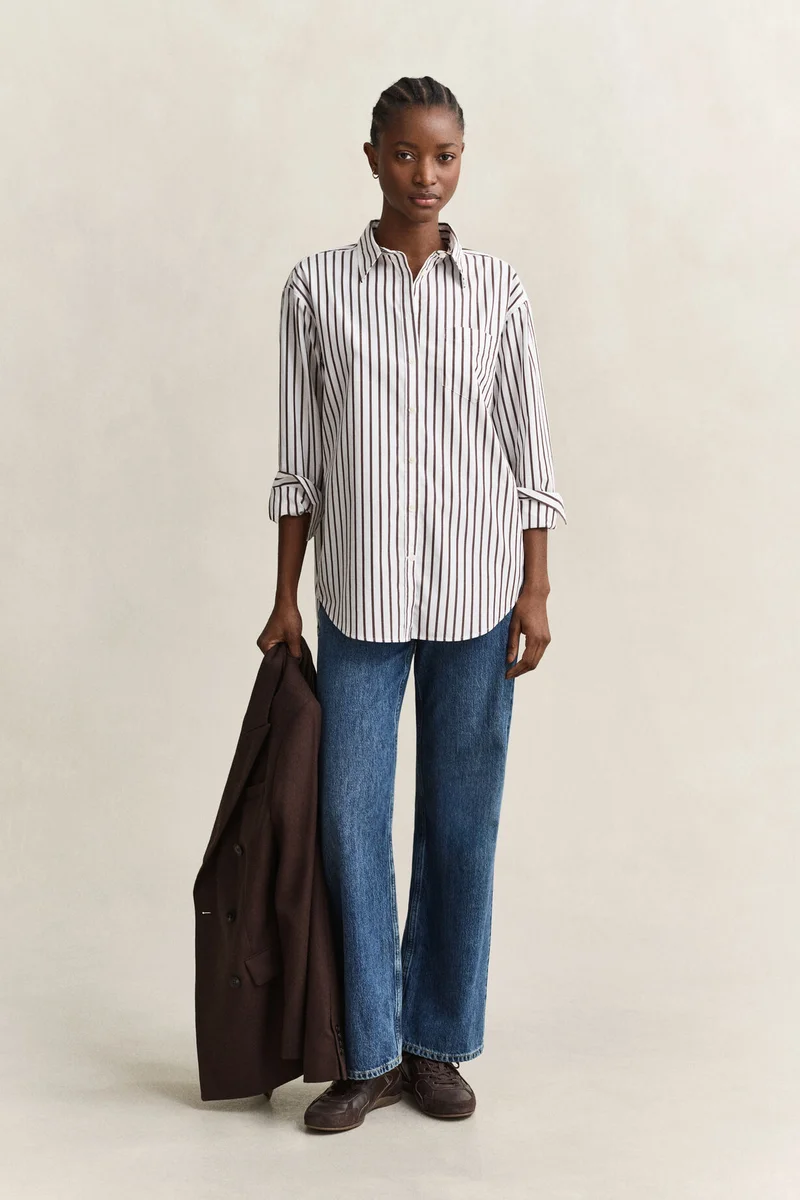 غانت Relaxed Classic Poplin Striped Shirt