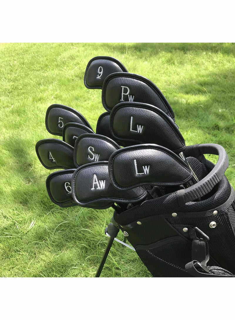 KASTWAVE 12 Pcs Golf Club Covers, Leather Golf Iron Head Covers Set for Men Women Fit All Brands (Green) - Image 2
