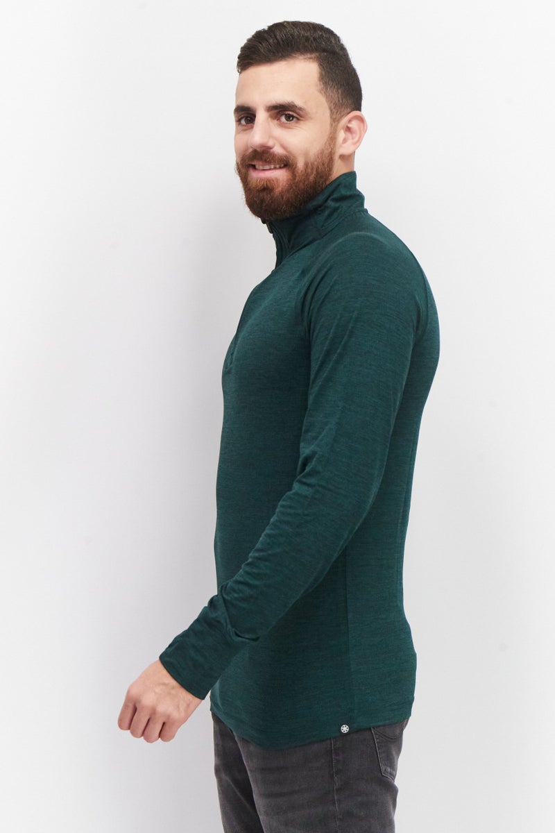 Gaiam Men Sportswear FIT 1/4 Zip Long Sleeve Training T Shirt, Sage Green - Image 4