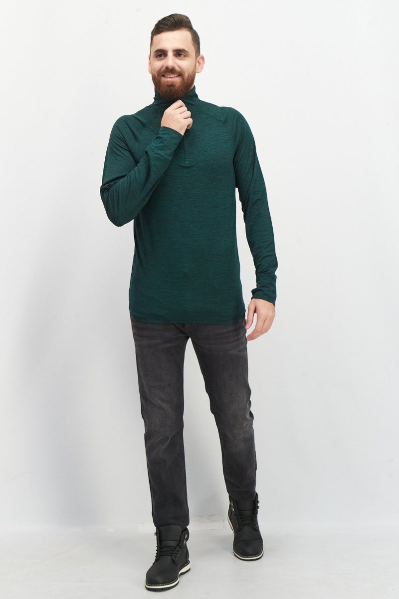 Gaiam Men Sportswear FIT 1/4 Zip Long Sleeve Training T Shirt, Sage Green - Image 2