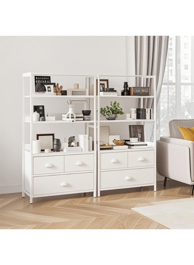 Apexll Multi-Functional 4-Tier Bookshelf with 3 Fabric Storage Drawers, Metal Frame & Wooden Top – Open Shelf & Storage Cabinet Combo for Living Room, Bedroom, Office, Kitchen  - Image 4