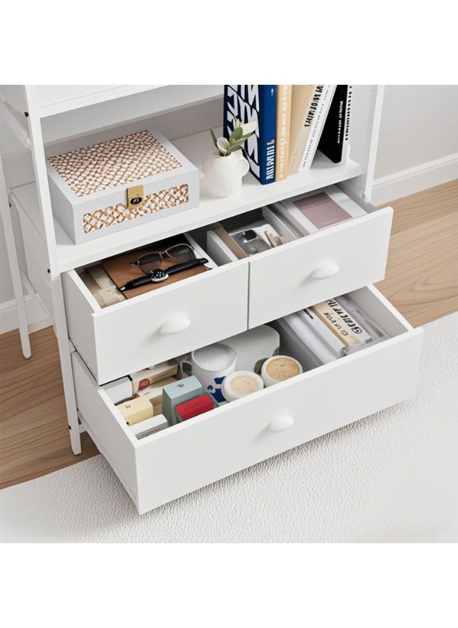 Apexll Multi-Functional 4-Tier Bookshelf with 3 Fabric Storage Drawers, Metal Frame & Wooden Top – Open Shelf & Storage Cabinet Combo for Living Room, Bedroom, Office, Kitchen  - Image 5