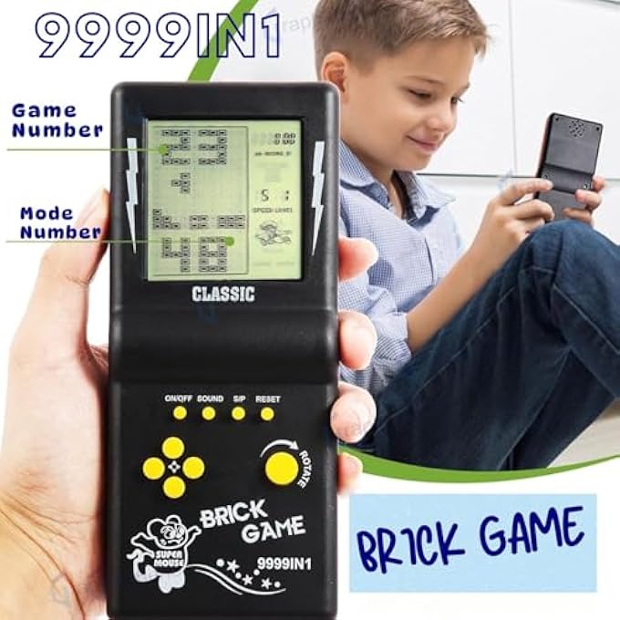 HANDHELD PORTABLE INDOOR AND OUTDOOR BRICK GAME 9999 IN 1 VIDEO GAME COMPATIBLE FOR KIDS - COLOUR AND DESIGN AS PER STOCK - Image 3