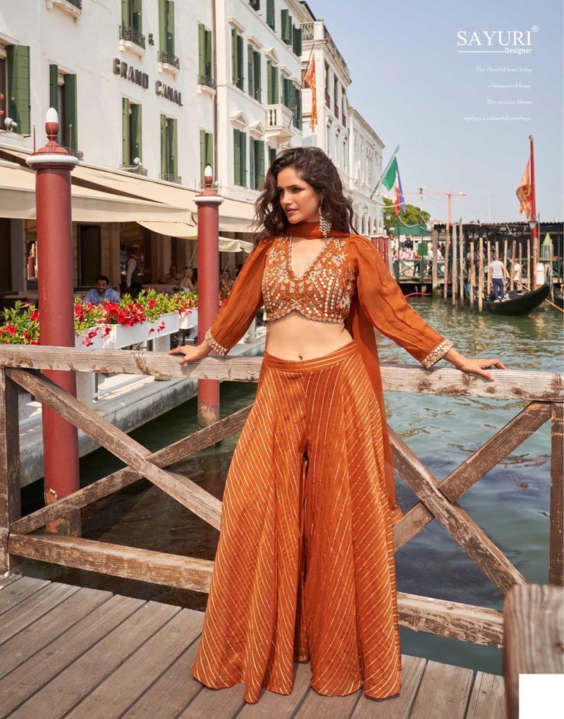 ANAITA Orange Silk Free Size Stitched Suit with Embroidery Work - Image 1