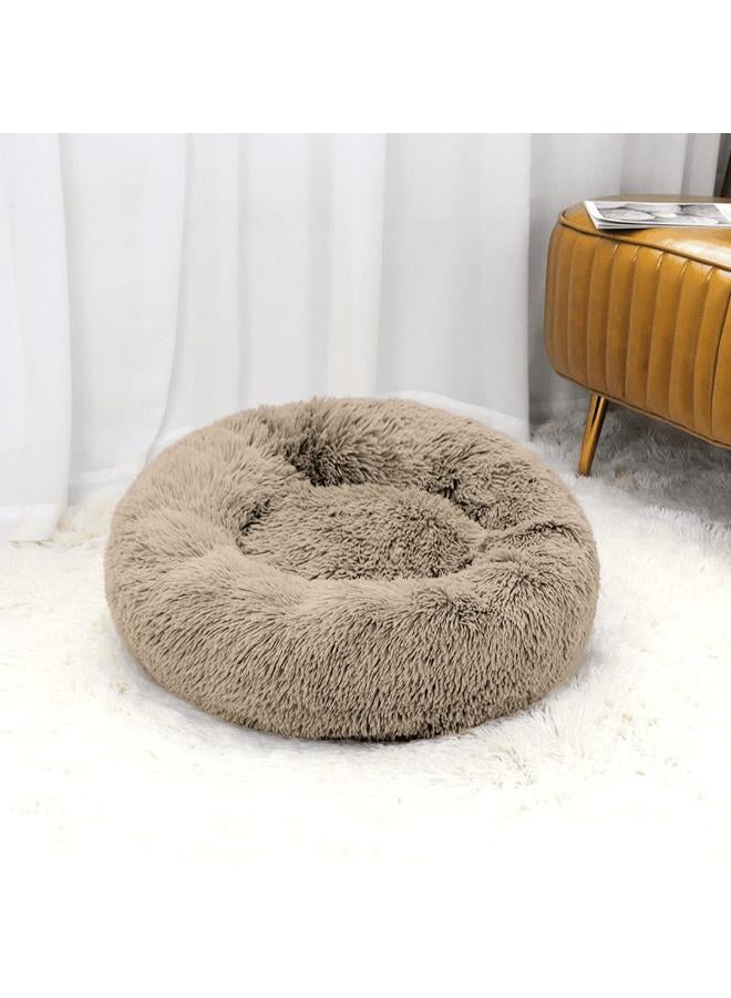 مورو مورو سرير كلاب مخملي تقويمي مع فراء ناعم وقاعدة بلاستيكية - عش مريح وقابل للغسل للحيوانات الأليفة - Image 1