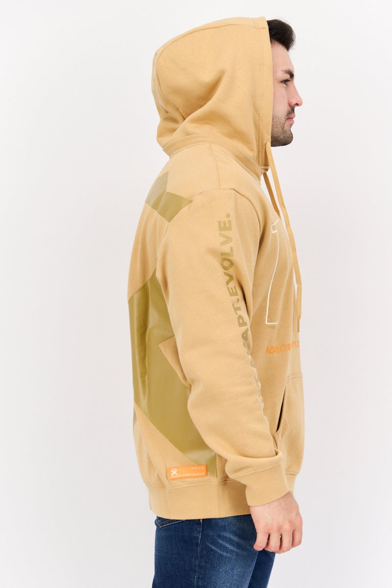 D RT Men Hooded Brand Logo Long Sleeves Sweatshirt, Beige - Image 2