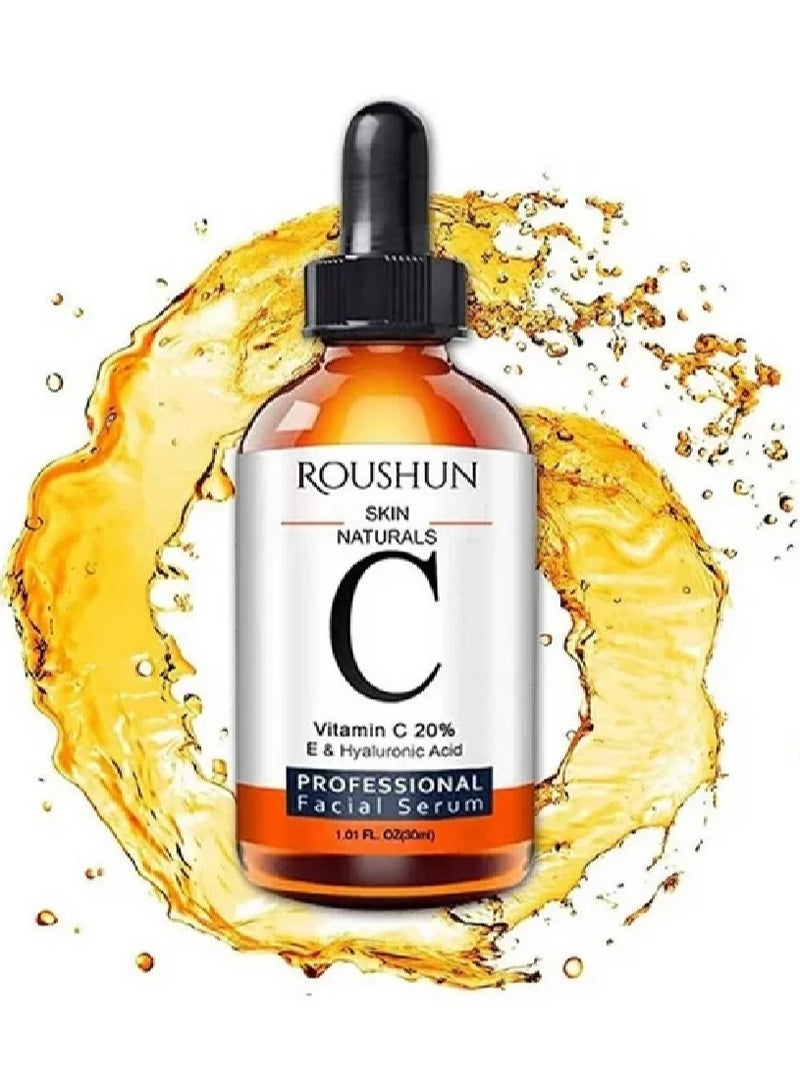 ROUSHUN Skin Natural Vitamin C 20 Percent E And Hyaluronic Acid Face Serum 30ml - Image 3