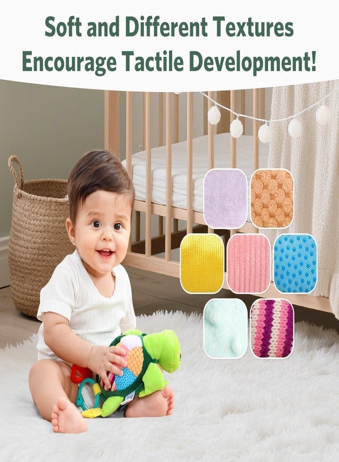 Knirose Turtle Baby Sensory Toy, 6 in 1 Montessori Tummy Time Texture Toys, Flip Scales & Multi-Textured Belly & Rattle Squeaker Teethers, Early Educational Shower Gifts for Boy Girl Easter Basket Stuffers - Image 4