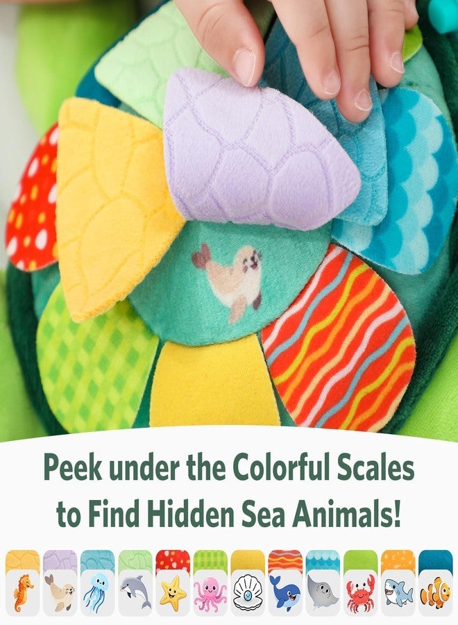 Knirose Turtle Baby Sensory Toy, 6 in 1 Montessori Tummy Time Texture Toys, Flip Scales & Multi-Textured Belly & Rattle Squeaker Teethers, Early Educational Shower Gifts for Boy Girl Easter Basket Stuffers - Image 3