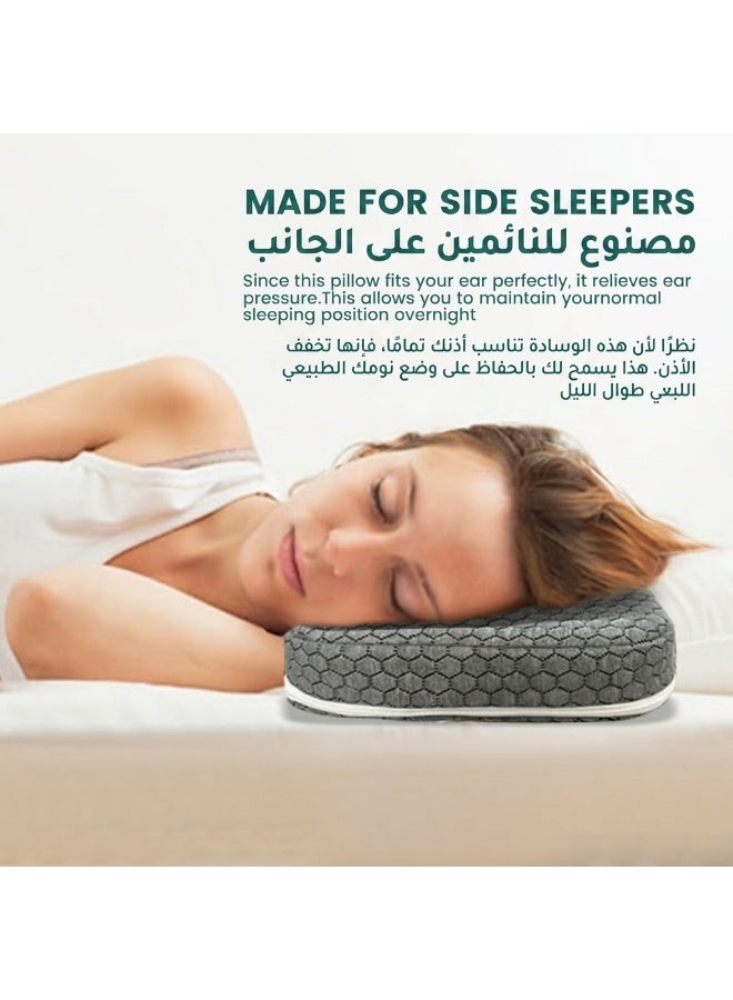 تكستيد وسادة ثقب الأذن للنائمين على الجانب بفتحة أذن، وسادة كعكة للإغاثة من ألم الأذن والقرح الضغطية، واقٍ أذن مُضاد للحساسية لما بعد ثقب الأذن والجراحة - Image 2