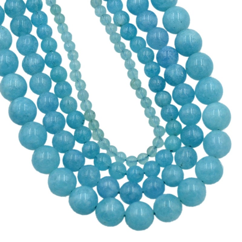 AD BEADS خرز طبيعي من حجر كريم دائري فضفاض 15 لصنع الأساور والقلائد والأقراط والحرف اليدوية DIY 6 مم أكوامارين يادي