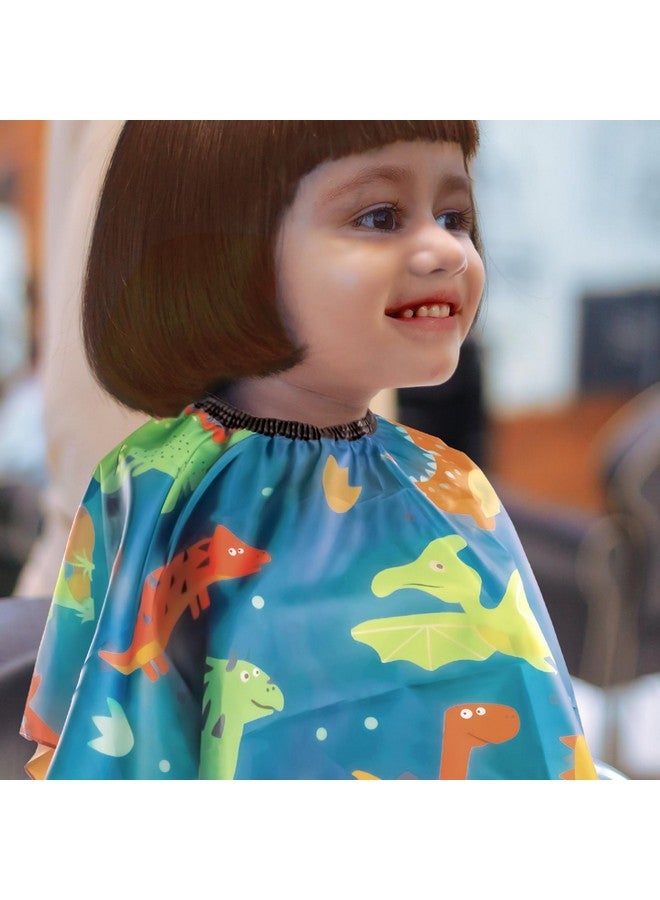 Flagsky Flagsky Kids haircut cape and Neck Duster Brush Hair Comb Set,hair cutting cape with Adjustable Closure barber cape (Blue Cartoon Dinosaur)  - Image 4